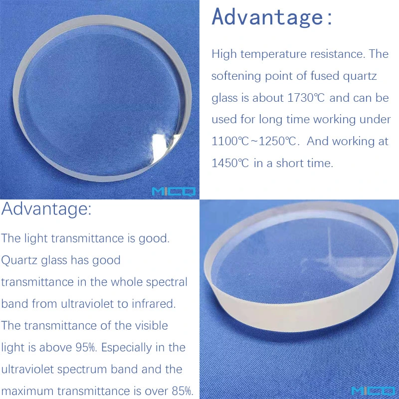 Lab Glassware High Temperature Quartz Glass Sheet Plate Fused Silica Optical Lens