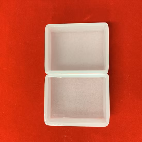 Customized Laboratory Milky White Translucent Quartz Glass Rectangle Melting Crucible